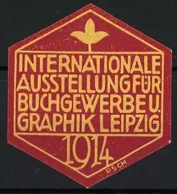 Reklamemarke Leipzig, Internationale Ausstellung für Buchgewerbe u. Graphik 1914, Blattmotiv