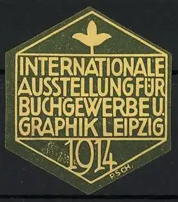 Reklamemarke Leipzig, Internationale Ausstellung für Buchgewerbe u. Graphik 1914, Kleeblatt