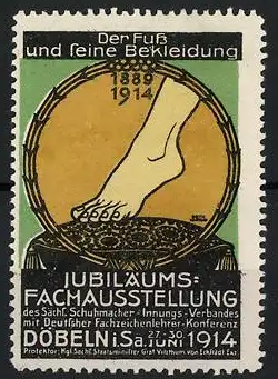 Reklamemarke Döbeln, Jubiläums-Fachausstellung 1914, Fuss