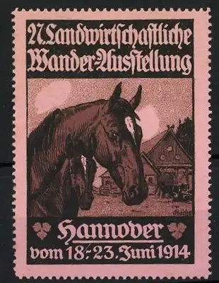 Reklamemarke Hannover, 27. Landwirtschaftliche Wander-Ausstellung, Pferde, 1914