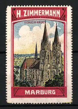 Reklamemarke Marburg, H. Zimmermann, Elisabethkirche