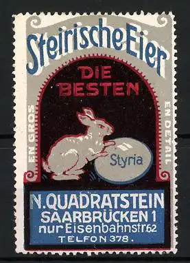 Reklamemarke Saarbrücken, Steirische Eier, Hase mit Ei