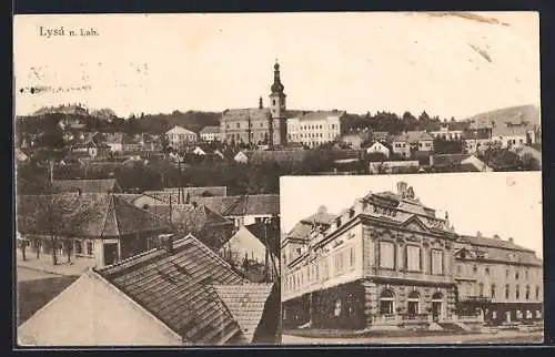 AK Lissa / Lysa, Zámek, Schloss, Teilansicht mit Kirche