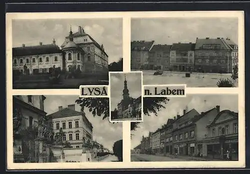 AK Lysá n. Labem, Strassenpartien mit Geschäften