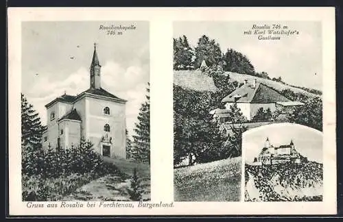 AK Forchtenstein, Rosalia, Rosalienkapelle, Gasthaus