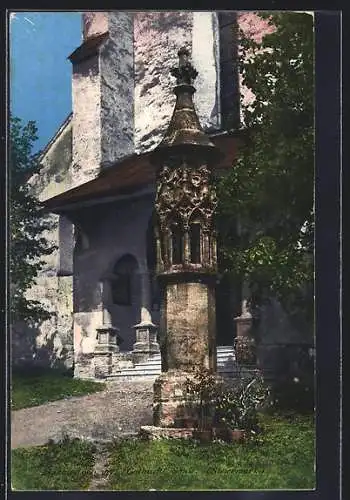 AK Murau /Steiermark, Gothische Säule an der Kirche