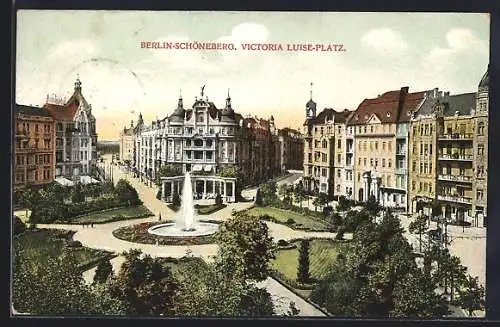 AK Berlin-Schöneberg, Victoria Luise-Platz mit Springbrunnen