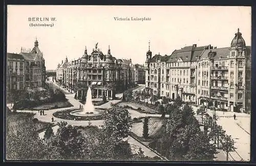 AK Berlin-Schöneberg, Victoria Luiseplatz mit Fontäne