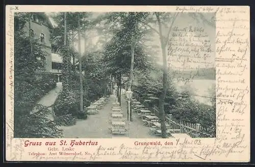 AK Berlin-Grunewald, Gasthaus St. Hubertus, Terrasse