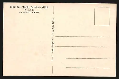 AK Bad Nauheim, Medico-Mech. Zanderinstitut, W. Gabriel