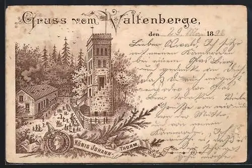 Lithographie Neukirch / Lausitz, Gasthaus König Johann-Thurm auf dem Valtenberg