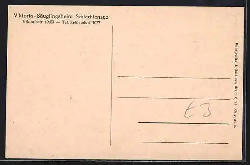 AK Berlin-Schlachtensee, Viktoria-Säuglingsheim in der Viktoriastrasse 49 /53