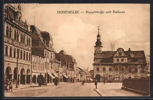 AK Hohenelbe / Vrchlabi, Hauptstrasse mit Rathaus