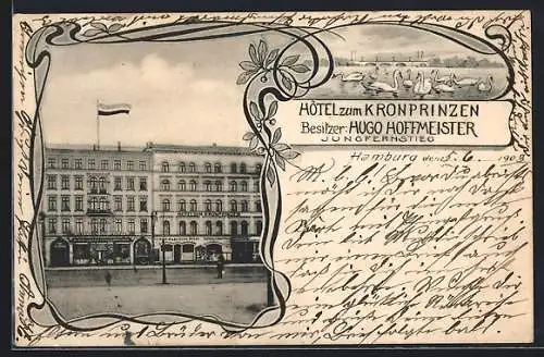 AK Hamburg-Neustadt, Hotel zum Kronprinzen v. Hugo Hoffmeister am Jungfernstieg