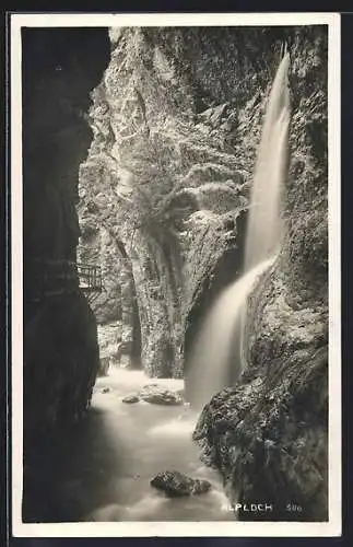 AK Dornbirn, Alplochschlucht mit Wasserfall