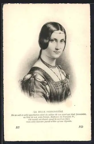 AK Portrait La Belle Ferronnière, Maîtresse de Francois Ier