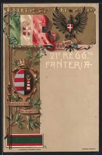 AK 21. Reggimento Fanteria, Fahne und Regimentswappen des Infanterie-Regiment Nr. 21