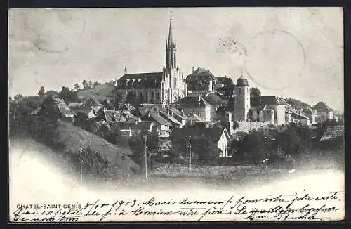 AK Chatel-Saint-Denis, Panoramablick auf den Ort