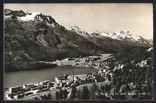 AK St. Moritz, Ortsansicht mit Piz della Margna