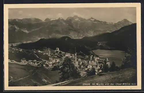 AK St. Moritz, Ortsansicht von der Ober-Alpina aus