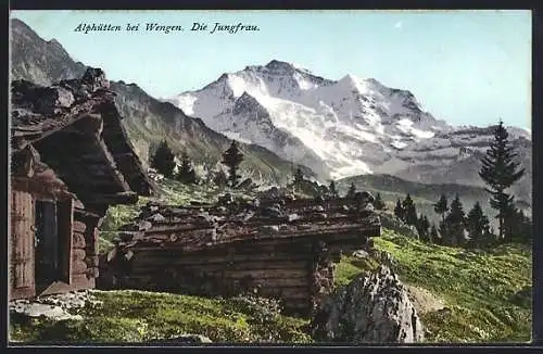 AK Alphütten bei Wengen mit Jungfrau