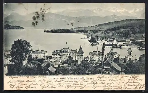 AK Luzern, Ortsansicht mit dem Vierwaldstättersee