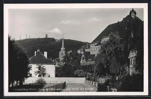 AK Langenberg /Rhld., Blick auf Bürgerhaus und Hordt mit Sender