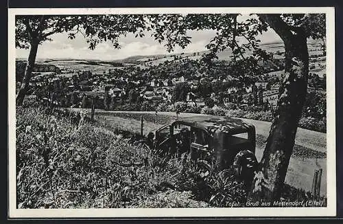 AK Mettendorf /Eifel, Teilansicht mit Auto