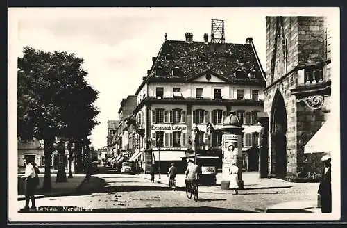 AK Landau / Pfalz, Marktstrasse mit Geschäft Eichenlaub & Meyer