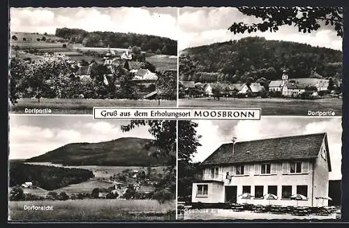 AK Moosbronn, Gasthaus zum Hirsch, Dorfpartie, Dorfansicht