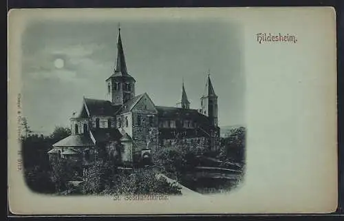 Lithographie Hildesheim, Die St. Godehardikirche