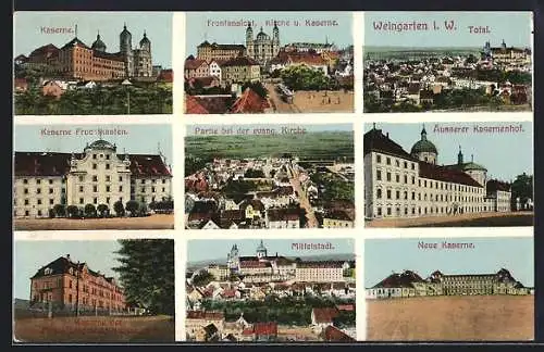 AK Weingarten / Württ., Neue Kaserne, Kaserne Fruchtkasten, Kaserne d. MG-Kompanie