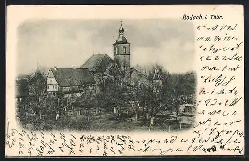 AK Rodach i. Thür., Kirche und alte Schule