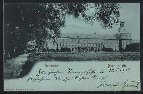 Mondschein-AK Bonn a. Rh., Blick auf die Universität