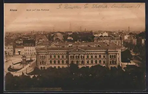 AK Hamburg-Altona, Blick auf das Rathaus, mit Reiterdenkmal