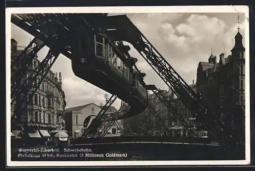 AK Wuppertal-Elberfeld, Die Schwebebahn, Ortspartie