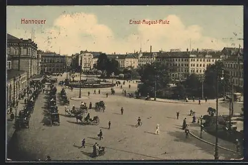 AK Hannover, Ernst-August-Platz aus der Vogelschau