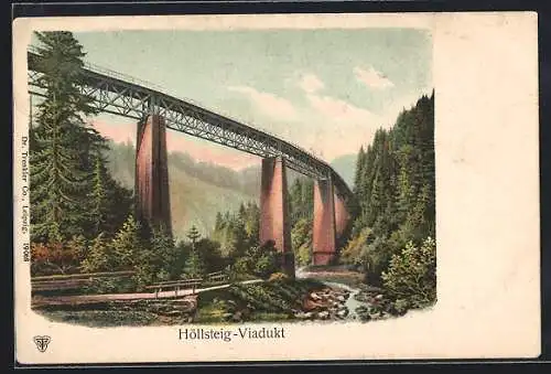 AK Höllsteig-Viadukt /Schwarzwald, Teilansicht mit Bach