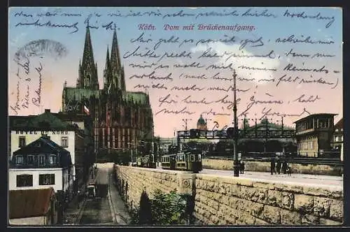 AK Köln, Dom mit Brückenaufgang