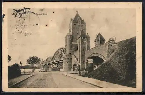 AK Mainz, Kaiserbrücke und Strasse