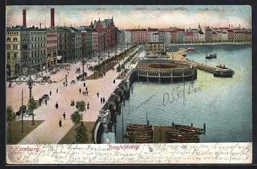 AK Hamburg-Neustadt, Jungfernstieg mit Stadtpanorama aus der Vogelschau