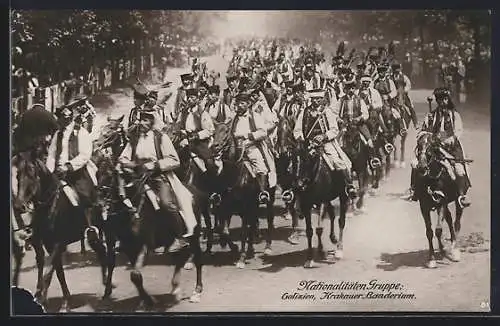 AK Wien, Kaiserhuldigungs-Festzug 1908, Nationalitäten Gruppe: Galizien, Krakauer Banderium