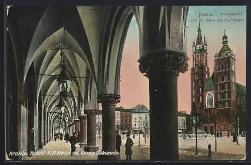 AK Krakau-Krakow, Marienkirche von der Seite des Tuchhauses