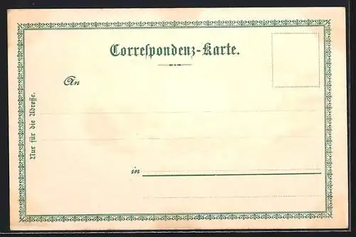 Lithographie Karlsbad, Kurhaus und Königsvilla aus der Vogelschau