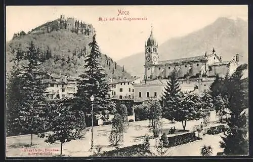 AK Arco, Blick auf Curpromenade und Kirche