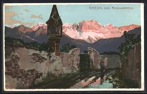 Lithographie Bozen, Der Rosengarten