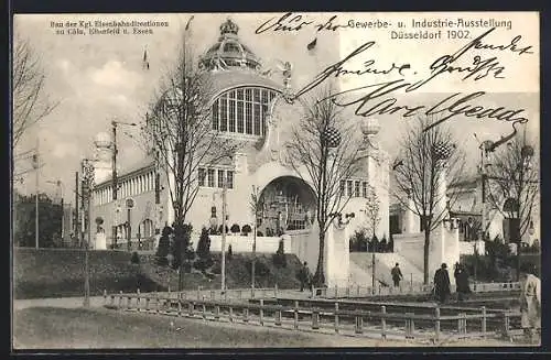 AK Düsseldorf, Industrie- & Gewerbeaustellung 1902, Bau der Kgl.-Eisenbahndirektion zu Köln, Elberfeld u. Essen