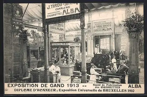 AK Gand, Exposition de Gand 1913, Stand de Fabrication des Cigarettes ALBA, Ausstellung