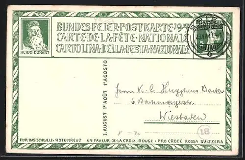 AK Schweizer Bundesfeier 1917, für das Rote Kreuz, Helft den Schwachen und Bedürftigen