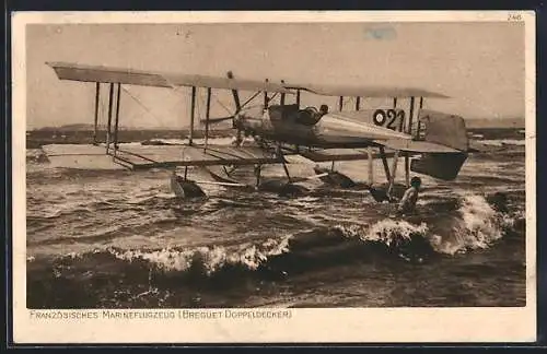 AK Französ. Marineflugzeug, Breguet Doppeldecker